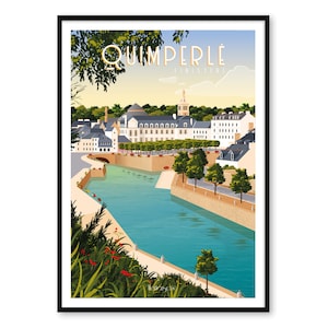 Cartel Quimperlé - Finistère - Bretaña - A2 // Ilustración - Decoración - Arte de pared - Hortense