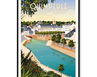 Quimperlé poster - Finistère - Brittany - A2 // Illustration - Decoration - Wall art - Hortense