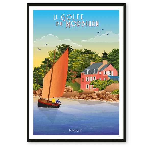 Affiche Le Golfe du Morbihan - A2 // Illustration - Décoration - Art mural - Hortense