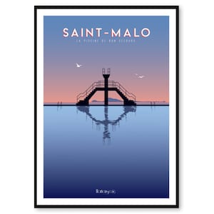 Poster Saint-Malo - La Piscine de Bon Secours - Bretagne - A2 // Illustration - Decoration - Wall art - Hortense