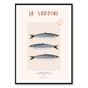 Cartel La sardina - Bretaña - A2 // Ilustración - Decoración - Arte mural - Hortense