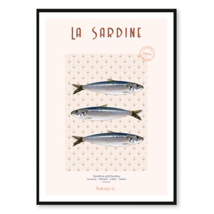 Poster La sardine - Bretagne - A2 // Illustration - Decoration - Wall art - Hortense