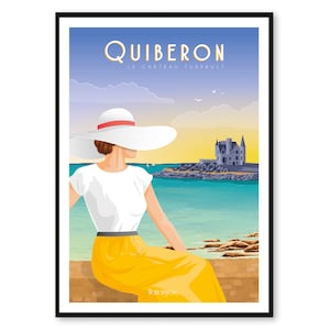 Cartaz Quiberon - Castelo Turpault - Bretanha - A2 // Ilustração - Decoração - Arte de parede - Hortense