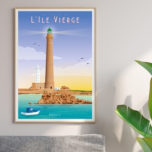 Poster Lighthouse of the Virgin Island A2 // Illustration Decoration Wall art Hortense image 2