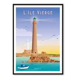 Poster Lighthouse of the Virgin Island A2 // Illustration Decoration Wall art Hortense image 1