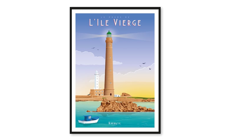 Poster Lighthouse of the Virgin Island A2 // Illustration Decoration Wall art Hortense image 1