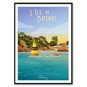 Poster L'Île de Bréhat - Men Joliguet - Bretagne - A2 // Ilustración - Decoración - Arte mural - Hortense