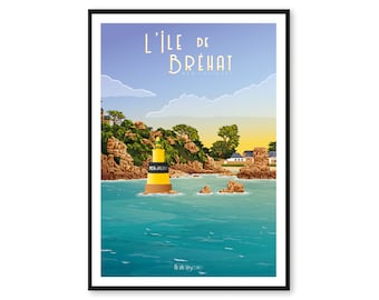 Poster L'Île de Bréhat - Men Joliguet - Bretagne - A2 // Illustration - Decoration - Wall art - Hortense