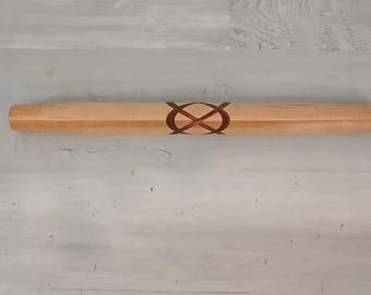 French Rolling Pin Maple and Walnut with Celtic Knot, 22 inches