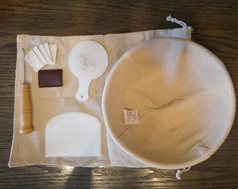 Banneton Sourdough Proofing Basket Set, Linen Liner, Holiday Stencils