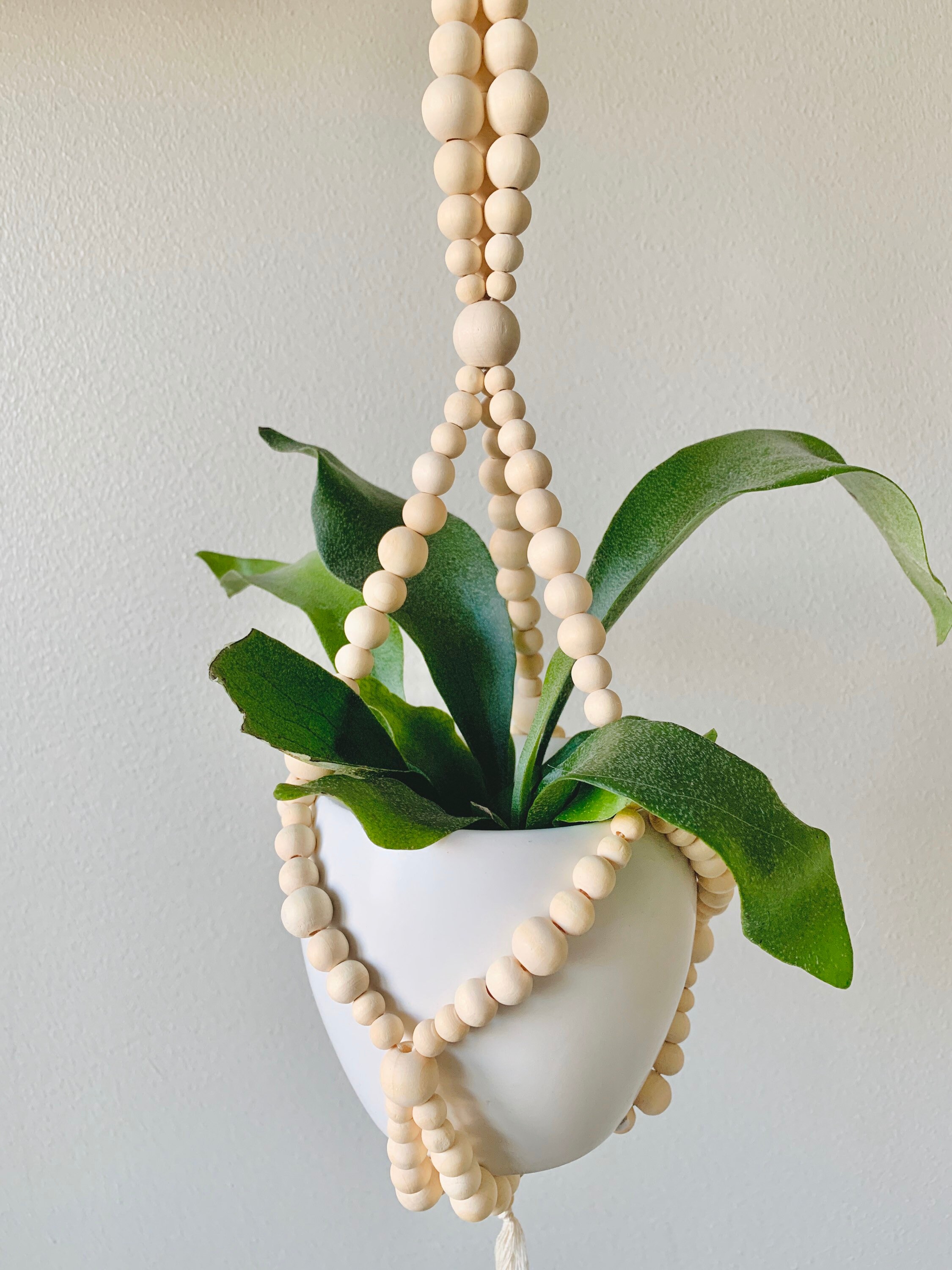 Beaded Plant Hangers S/M/L Wooden Beaded Planter Handmade Etsy