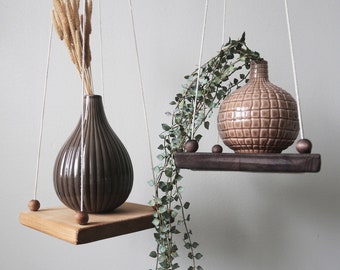 Hanging Shelf | Plant shelf | Macramé Shelf | Floating shelf | Beaded shelf | Round | Plate Shelf | Wooden shelf | Minimalist | Plant hanger