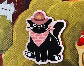 Calcomanía de vinilo mate resistente a la intemperie de Cowboy Cat