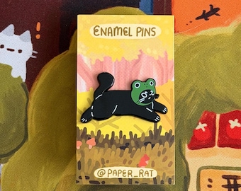 Frog Cat Enamel Pin | Frog gato pin | cute enamel pins | spring and summer pin