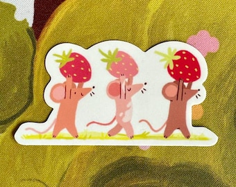 Recolectores de fresas / Aventuras de ratones / Adhesivo de vinilo mate resistente a la intemperie