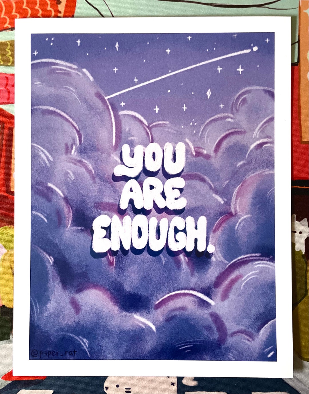 You Are Enough Art Print 8x10 Mental Health Illustration Office Decor