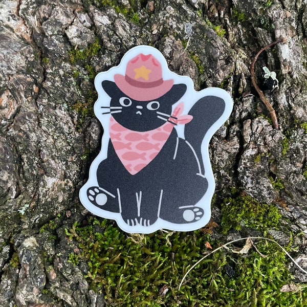 Yee to the HAW Cowboy Cat Sticker | Cute Cat Hat | Weatherproof Sticker | Vinyl Sticker | Matte | Cat Art Sticker Series | Cowboy Gato