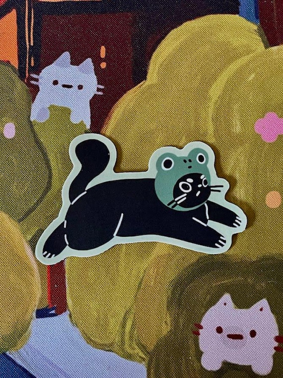 Frog Hat (Froggato) Cat Matte Weatherproof Vinyl Sticker Decal