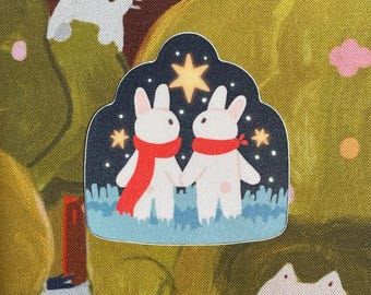 Bunnies Stargazing Weatherproof Vinyl Sticker Decal