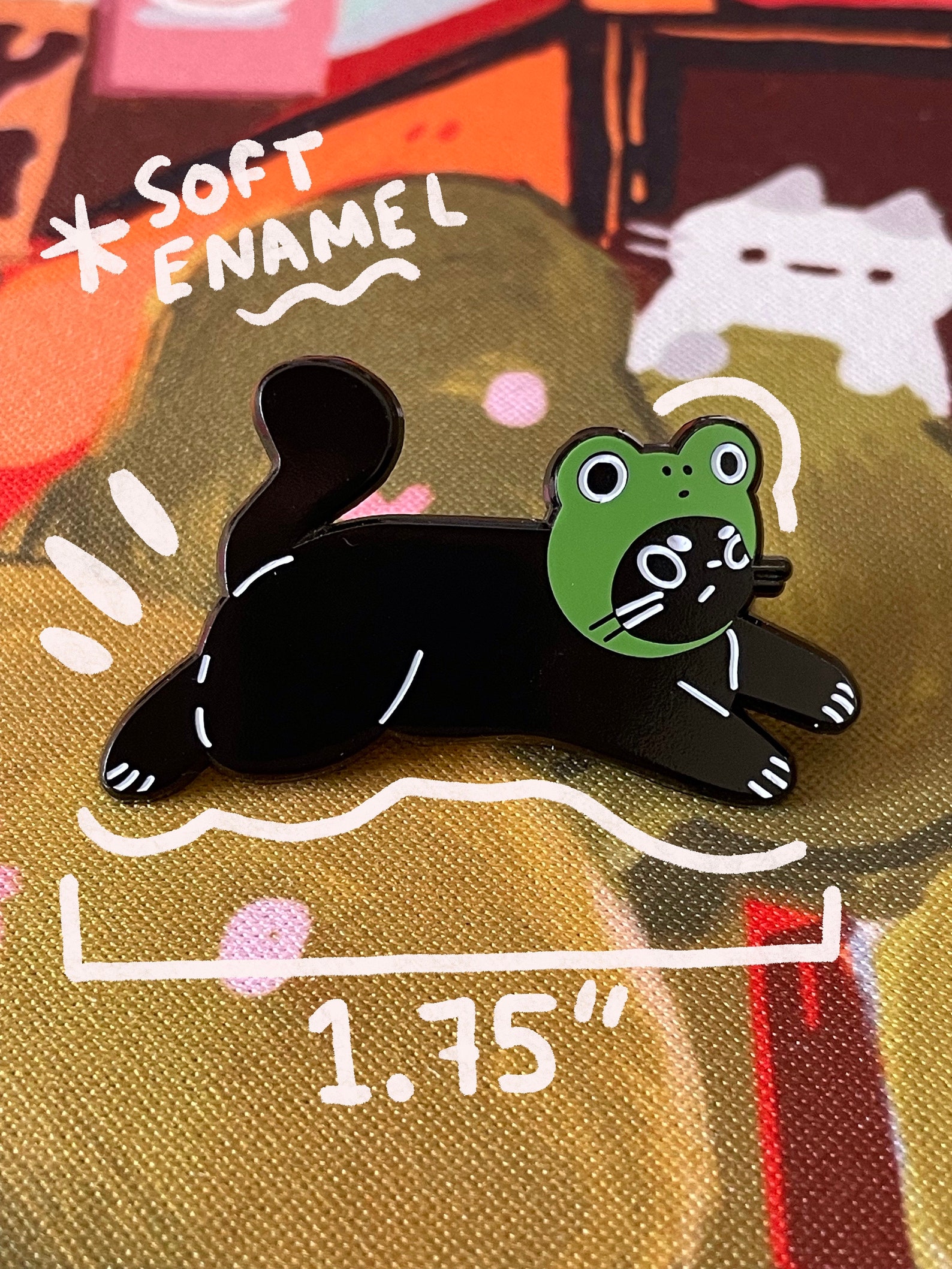 Frog Cat Enamel Pin | Frog Gato Pin | Cute Enamel Pins | Spring and ...