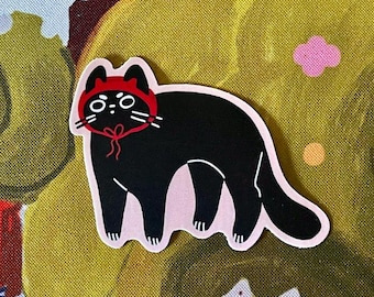 Pegatina de gato malvado de vinilo mate resistente a la intemperie