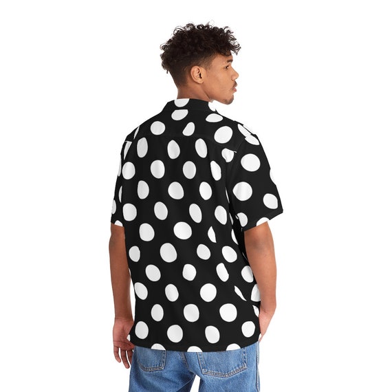 Polka Dots Hawaiian Shirt black - Etsy