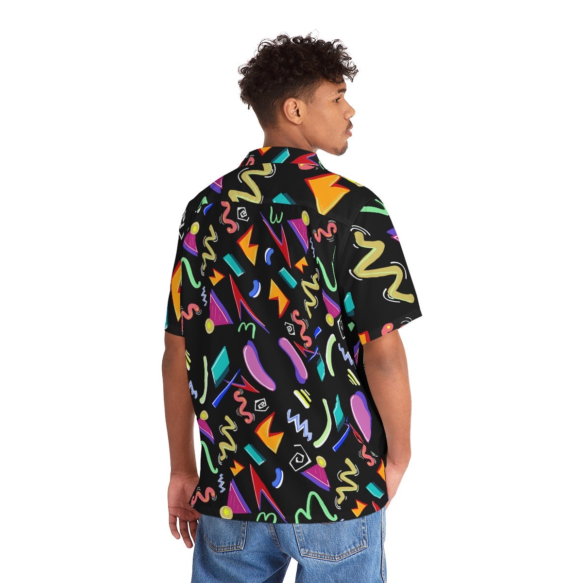 Discover 80s Classic Geometry Funky Abstract Colored Design Hawaiian Shirt