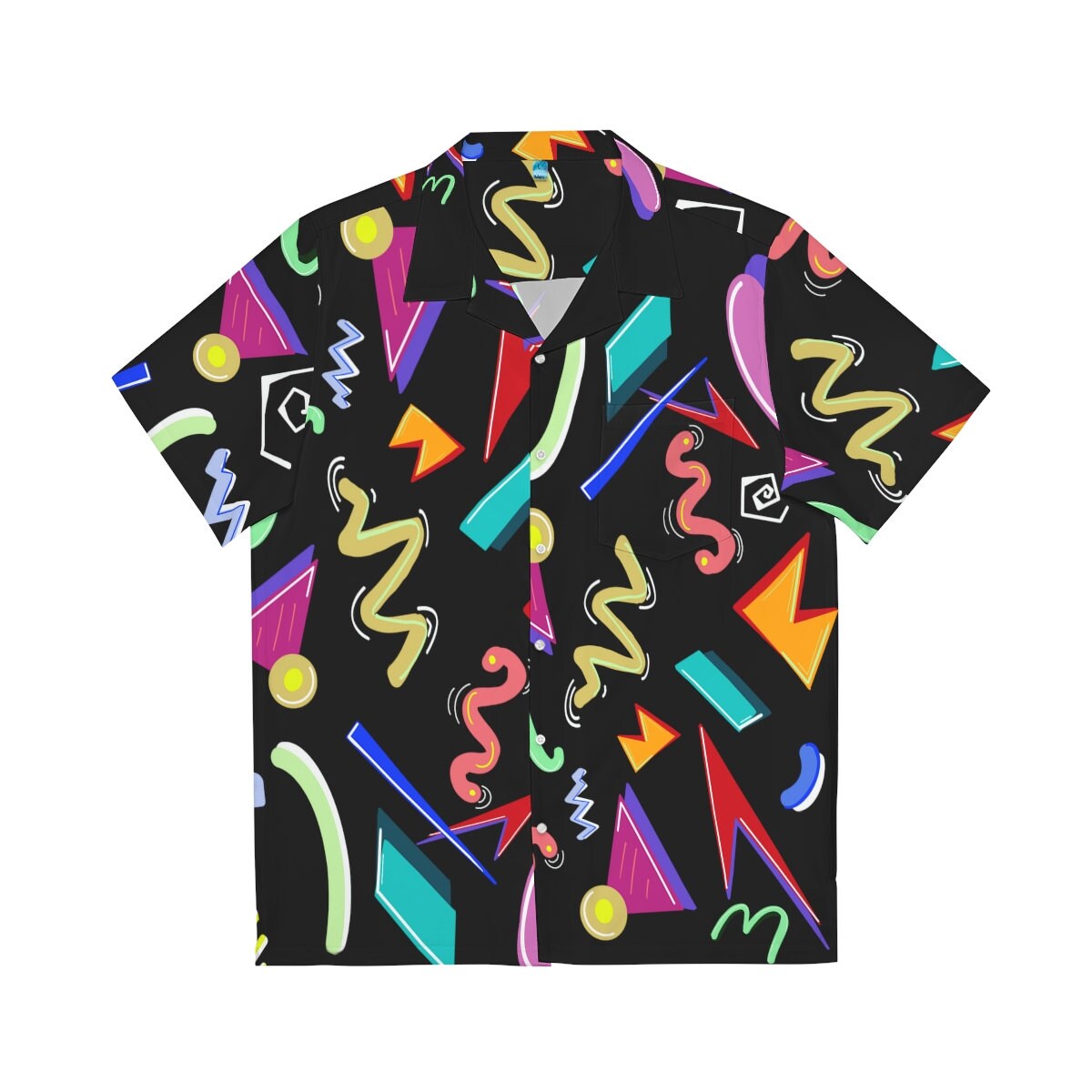 Discover 80s Classic Geometry Funky Abstract Colored Design Hawaiian Shirt