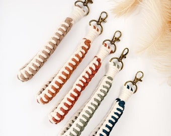 Macrame Wristlet Keychain | Boho Recycled Cotton Gift
