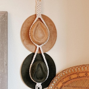 Hat Hanger Macrame,Hat Wall Holder,Fedora Hat Hanger, Hat Organization,Hat Hanger for Wall, Hat Hanger to Stick on for Wall, Boho Hat Hanger