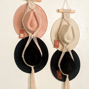 Hat Hanger Macrame,Hat Wall Holder,Fedora Hat Hanger, Hat Organization,Hat Hanger for Wall, Hat Hanger to Stick on for Wall, Boho Hat Hanger
