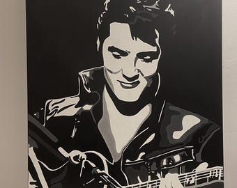 エルヴィスの絵画 - 正方形のキャンバスにエルヴィス・プレスリーの