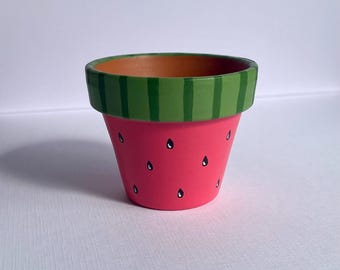 Hand Painted Plant Pot - Watermelon