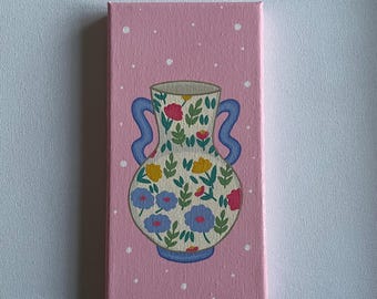 Hand Painted Floral Vase Canvas Painting