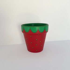 Hand Painted Plant Pot - Strawberry