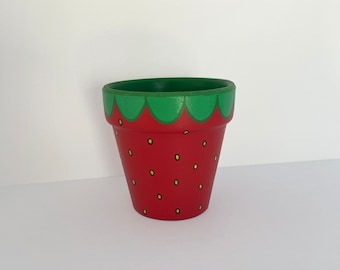 Hand Painted Plant Pot - Strawberry