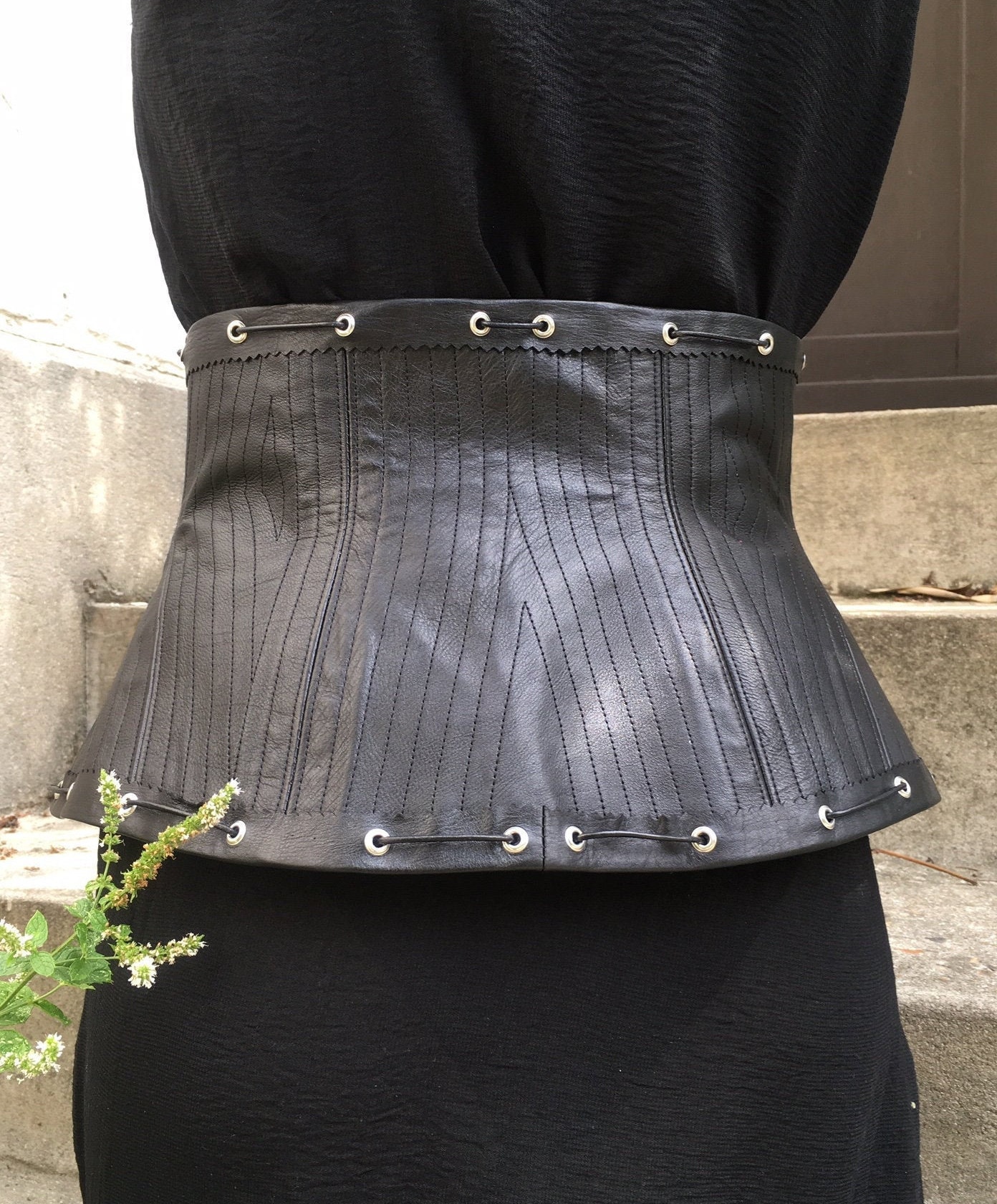 Couture Corset Belt in Black Leather With Leather Lacing and Etsy New