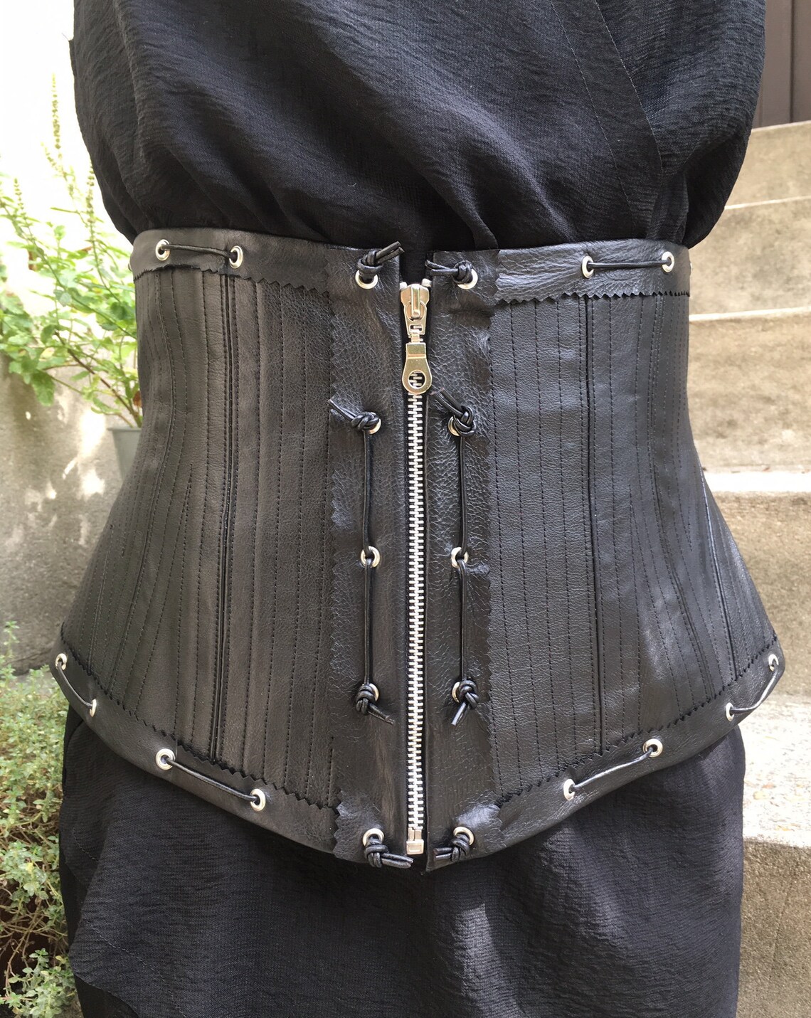 Couture Corset Belt in Black Leather With Leather Lacing and Etsy New