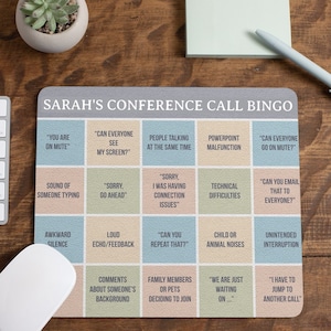Personalizable Conference call mouse pad - Virtual meeting - Work From Home - Zoom Meeting - Online Conference Calls
