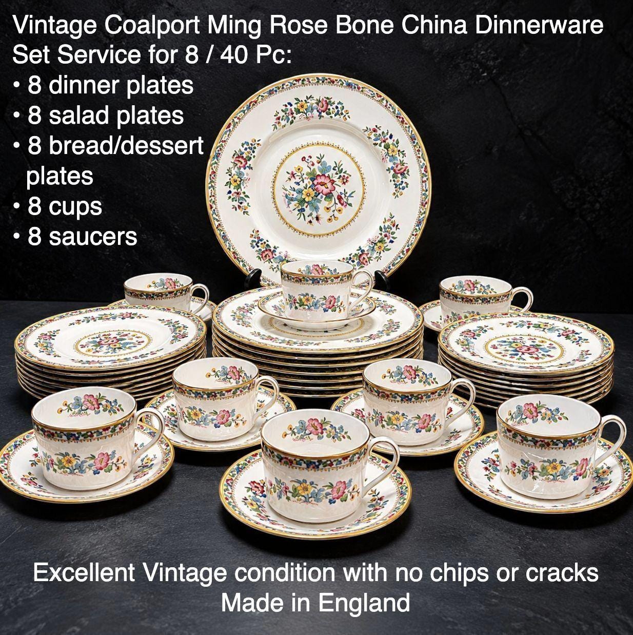 陶器　コールポート　COALPORT ミングローズ　MingRose 大皿　6枚 Coalport Ming Rose - Etsy
