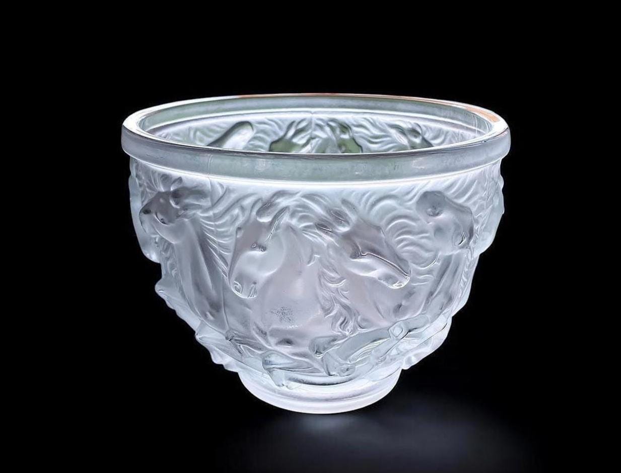 Art Deco Rare Barolac Josef Inwald Frosted Glass Horses Vase Czech