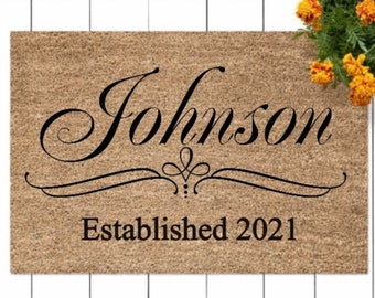 Custom doormat - Personalized Last Name Doormat | Custom Door Mat | Wedding Gift | Housewarming Gift | Top Seller | Front Door Mat