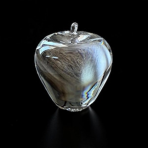 Vintage Steuben Crystal Apple Paperweight Signed Clear Art Glass 4” Vintage Teacher Gift Desk Decor Collectible - 10193