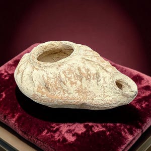 Vtg Byzantine Early Christian Clay Oil Lamp Jerusalem Replica Terracotta Pottery