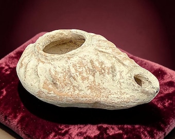 Vtg Byzantine Early Christian Clay Oil Lamp Jerusalem Replica Terracotta Pottery