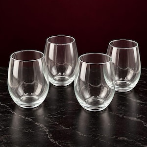 Juego de 4 copas de vino tinto sin tallo Vtg Vintner Stemware en su caja original.