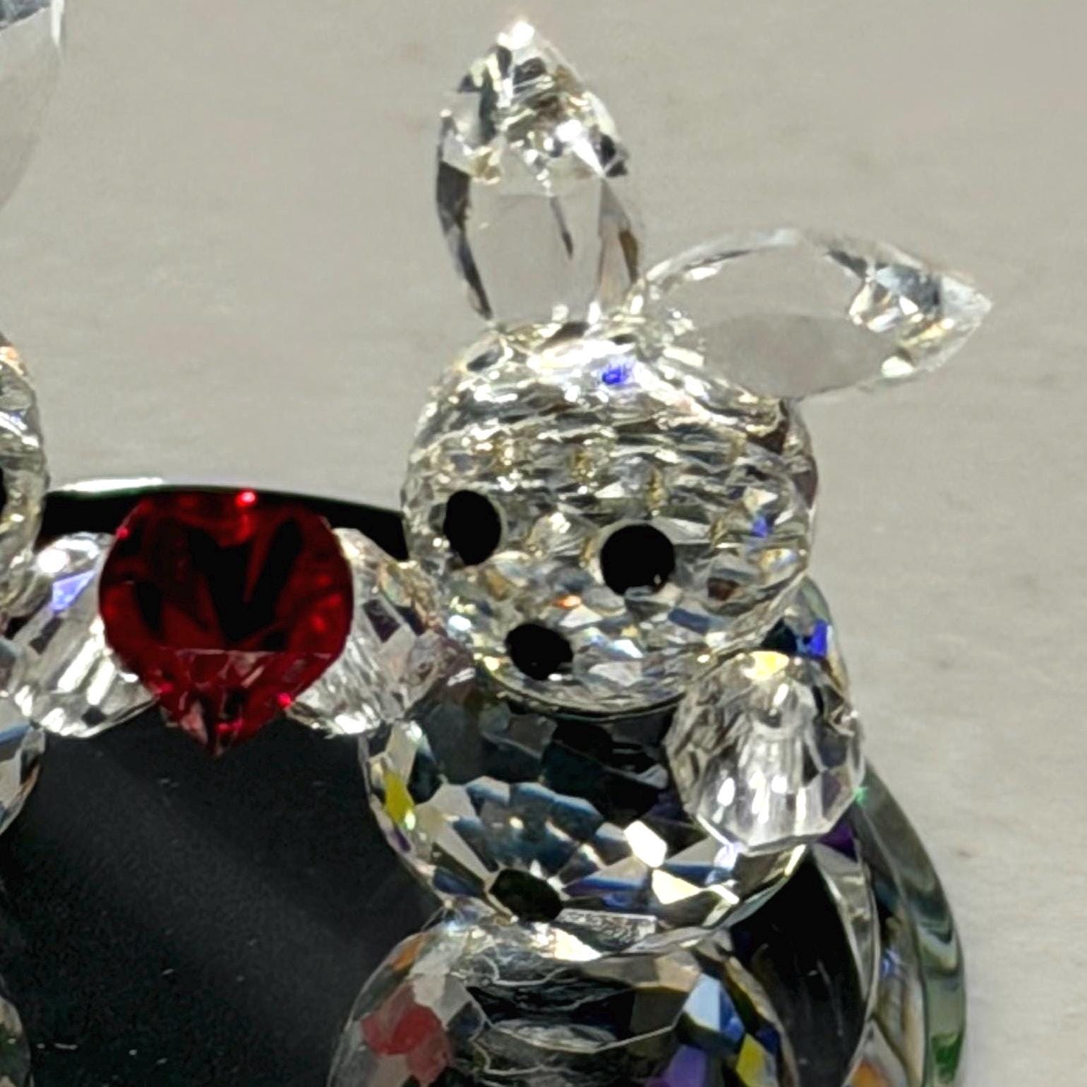 Crystal Love Bunnies Figurine With Red Heart Swarovski Style - 1