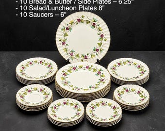 Service de table vintage Royal Worcester Bacchanal 40 pièces en porcelaine fine, grand format, Angleterre