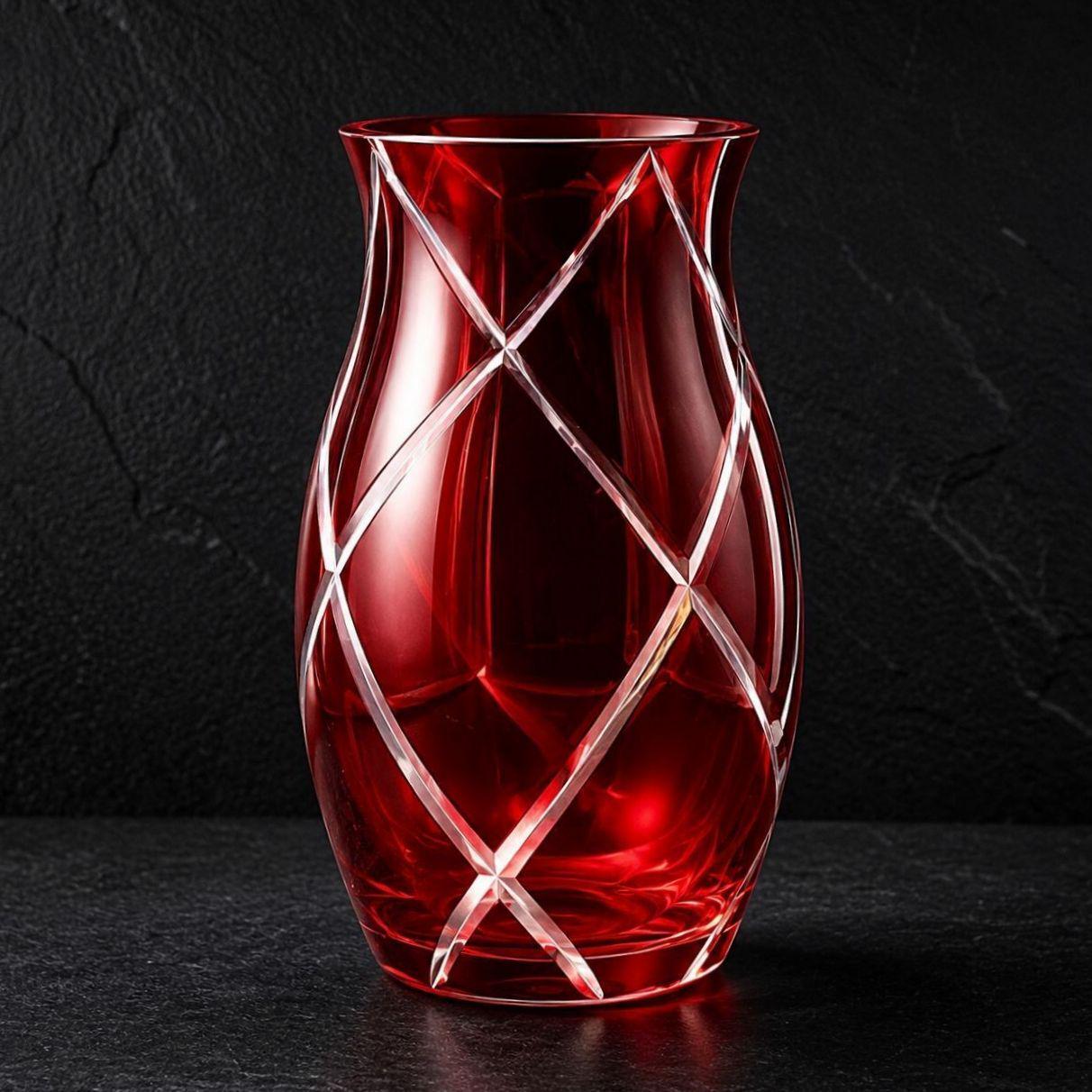 Red Cut Crystal Vase - Etsy