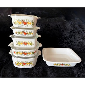 Rare Vintage Corning Ware Spice of Life L’Marjolaine 1970 Complete 11-Piece Set with Lids – First Series – Antique – Excellent Condition